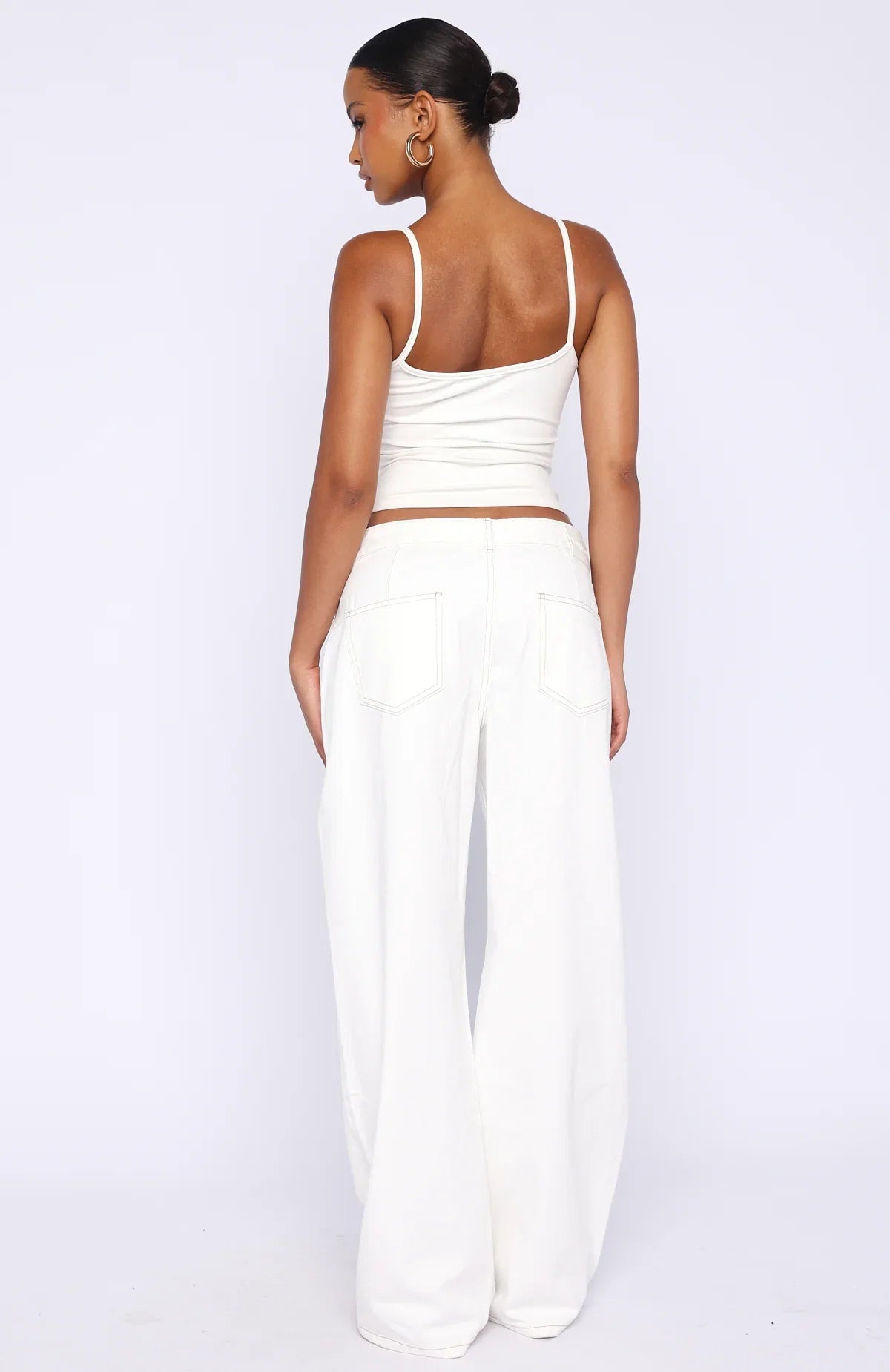Day At A Time Low Rise Wide Leg Jeans Off White