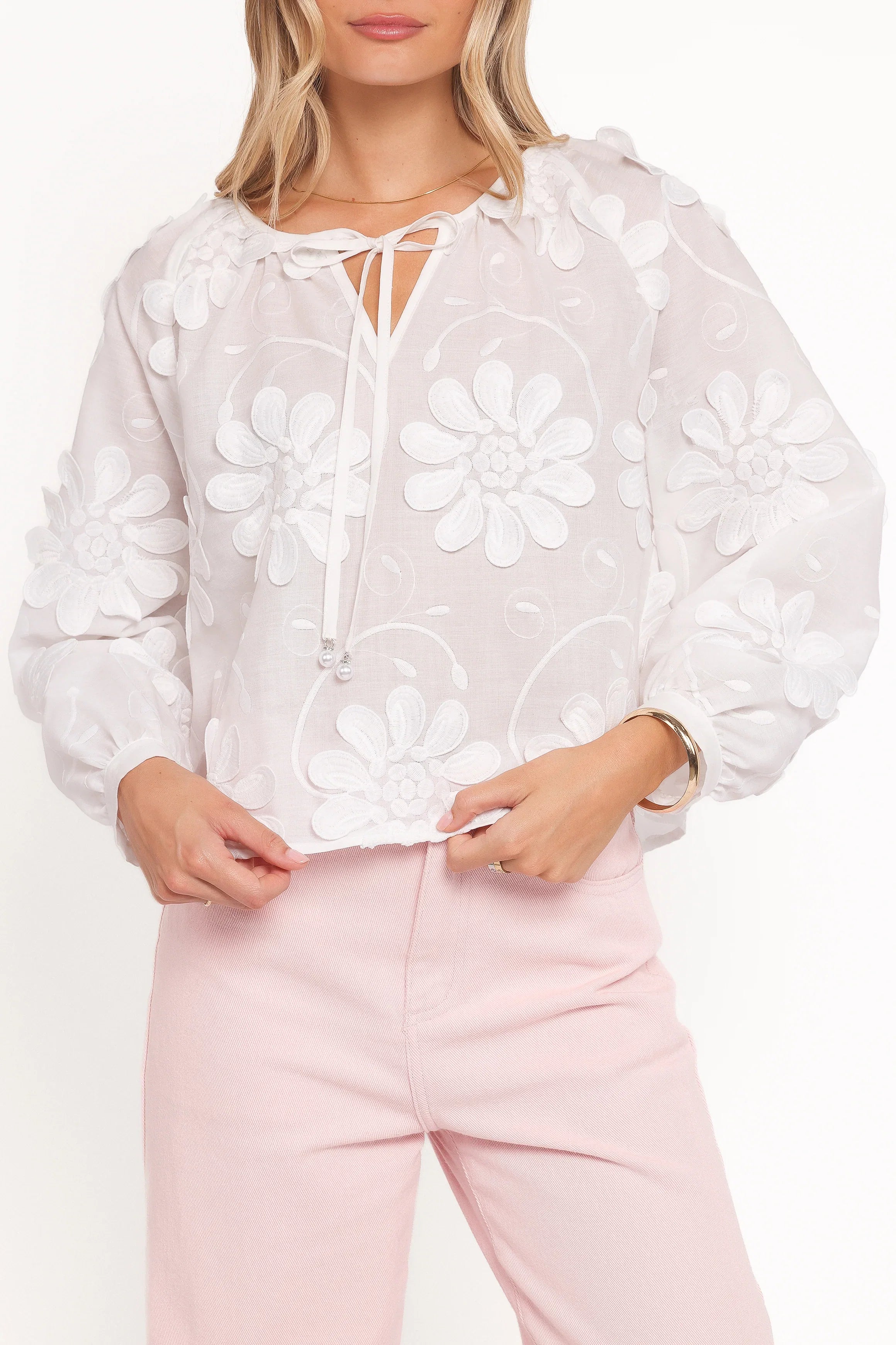 Leire Embroidered Blouse White