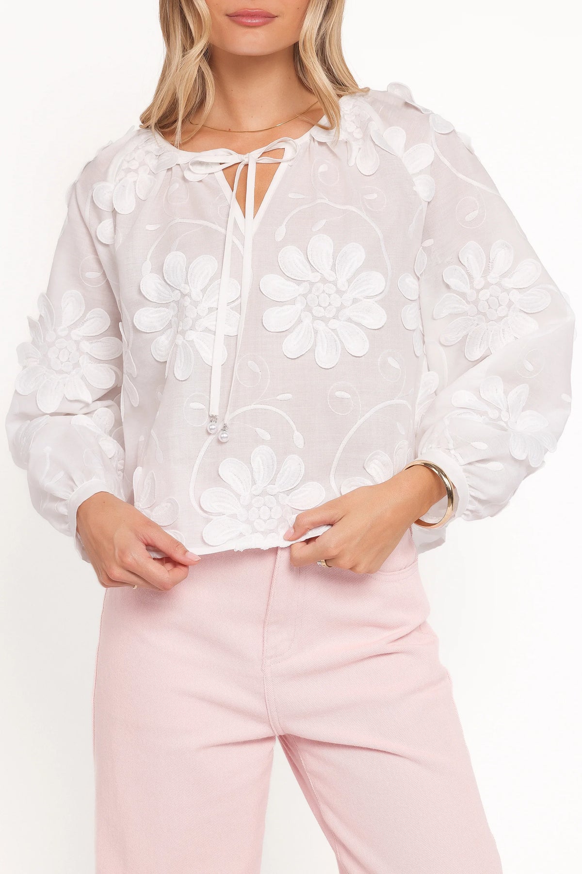 Leire Embroidered Blouse White