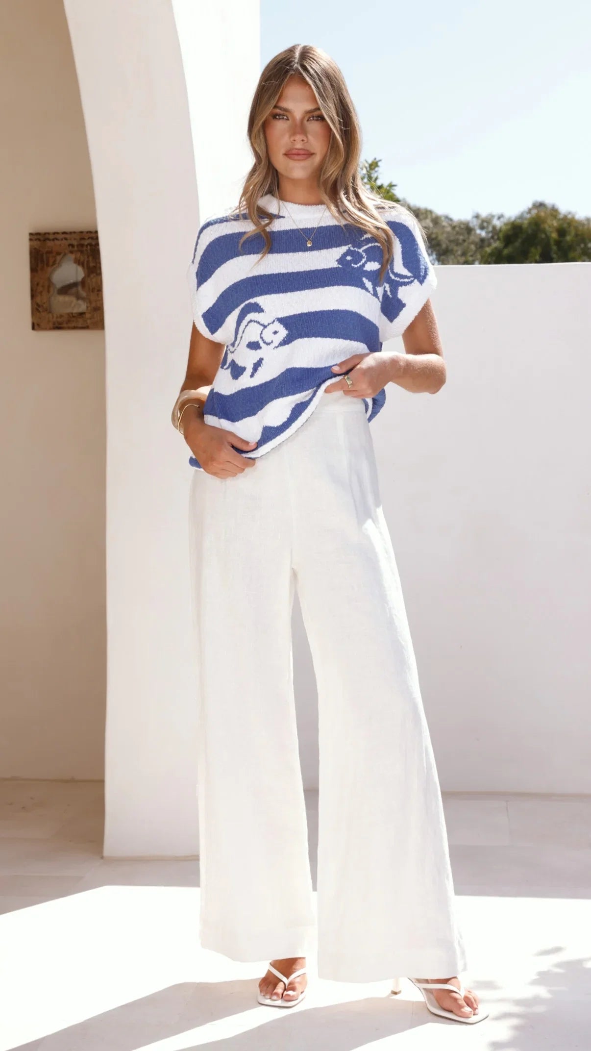 Orelia Top Blue Stripe
