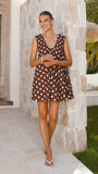 Vanessa Oversized Mini Dress Brown Polka