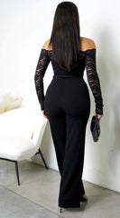 Fawn Lace Off Shoulder Jumpsuit Black