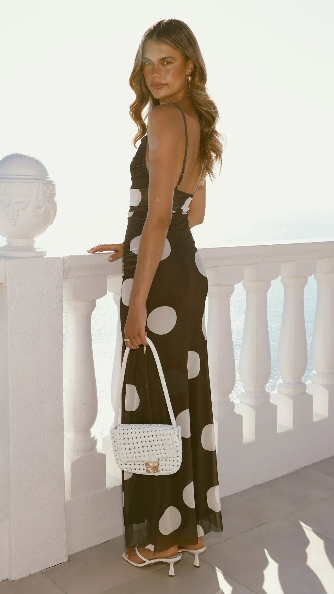 Blaine Maxi Dress Chocolate Beige Polka