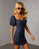 Geslia Puff Sleeve Denim Mini Dress