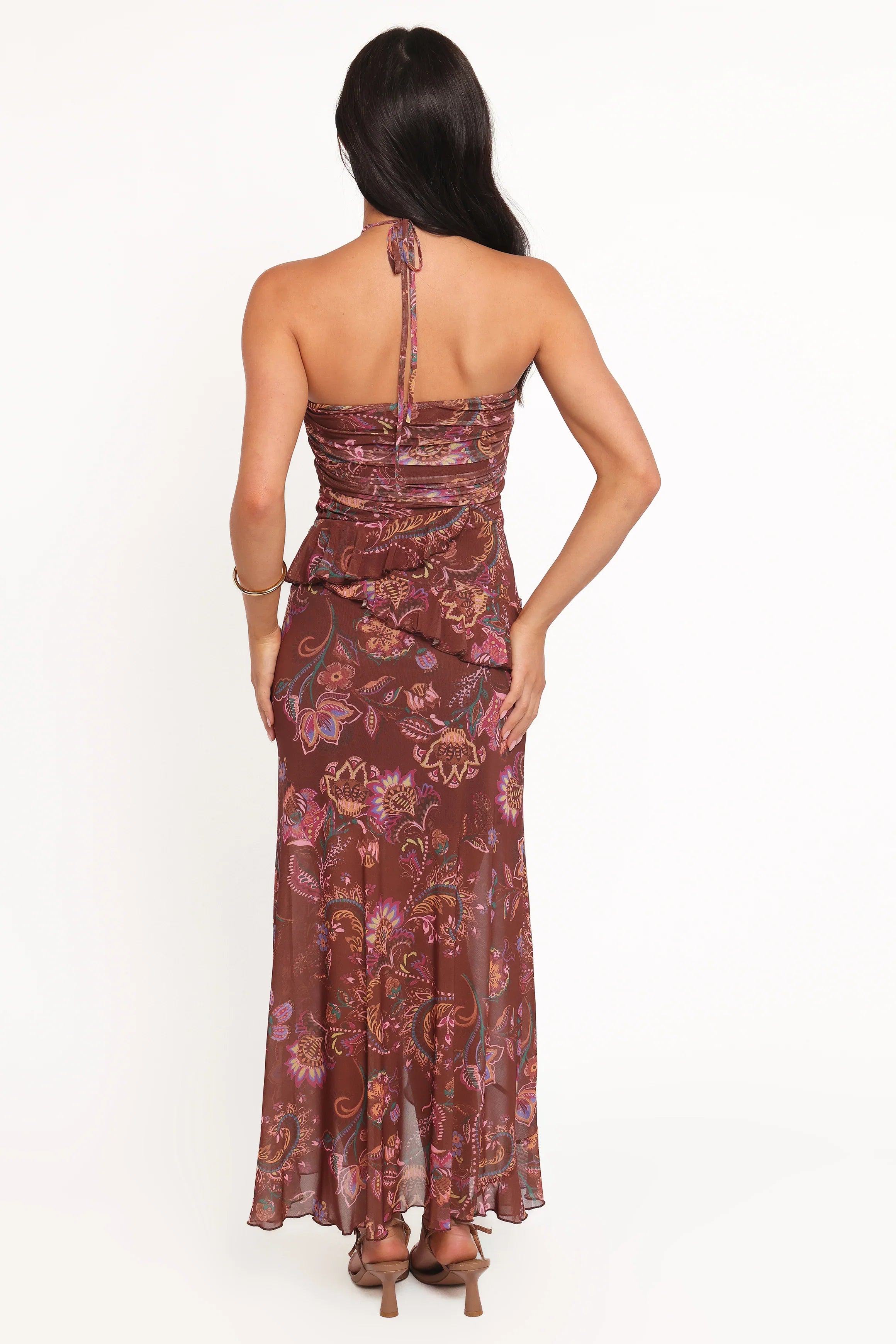 Sorbet Midi Dress Brown Floral