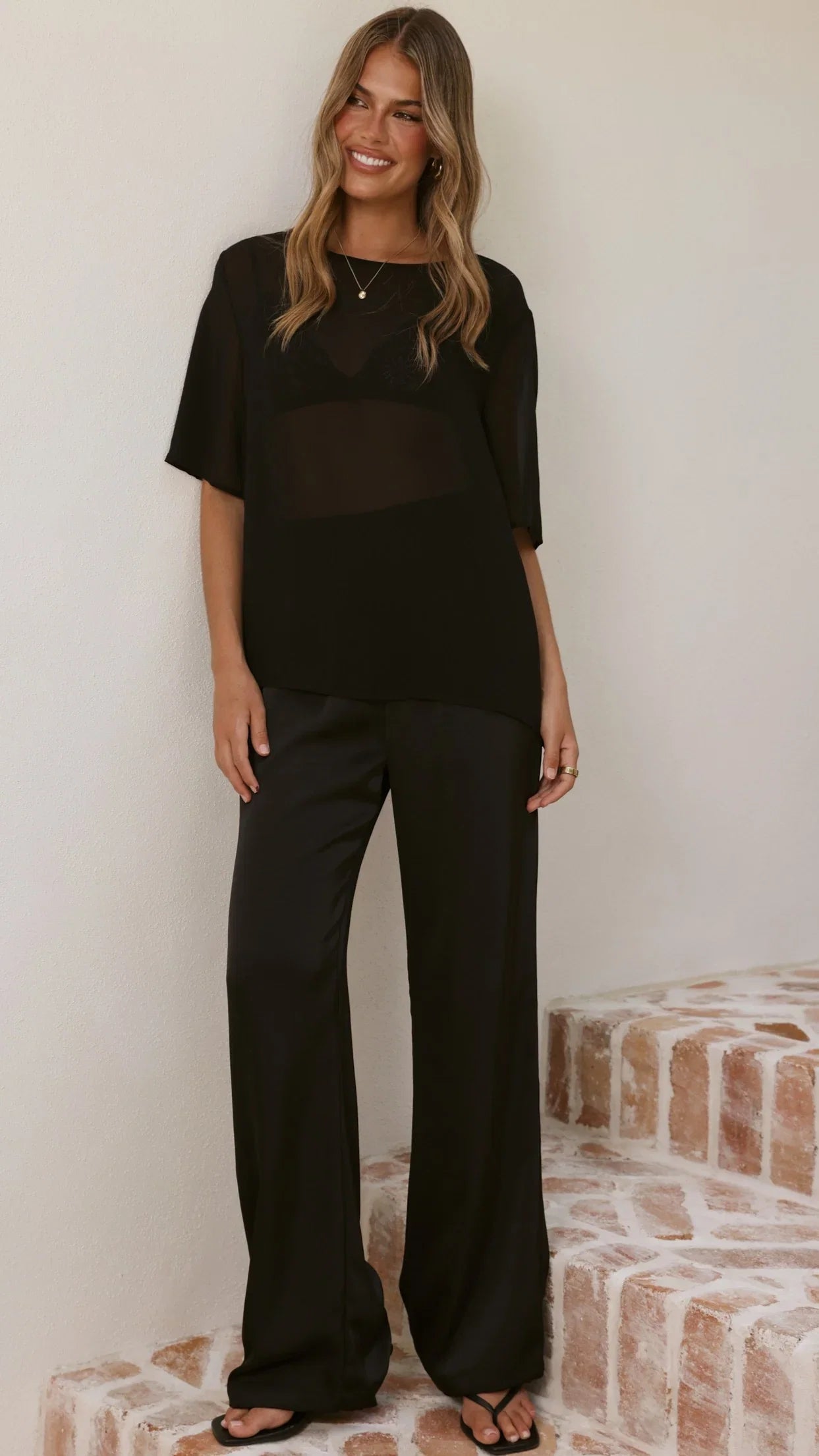 Davette Mesh T Shirt Black