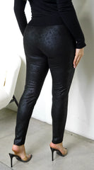Linea Coated Texture Pants Black