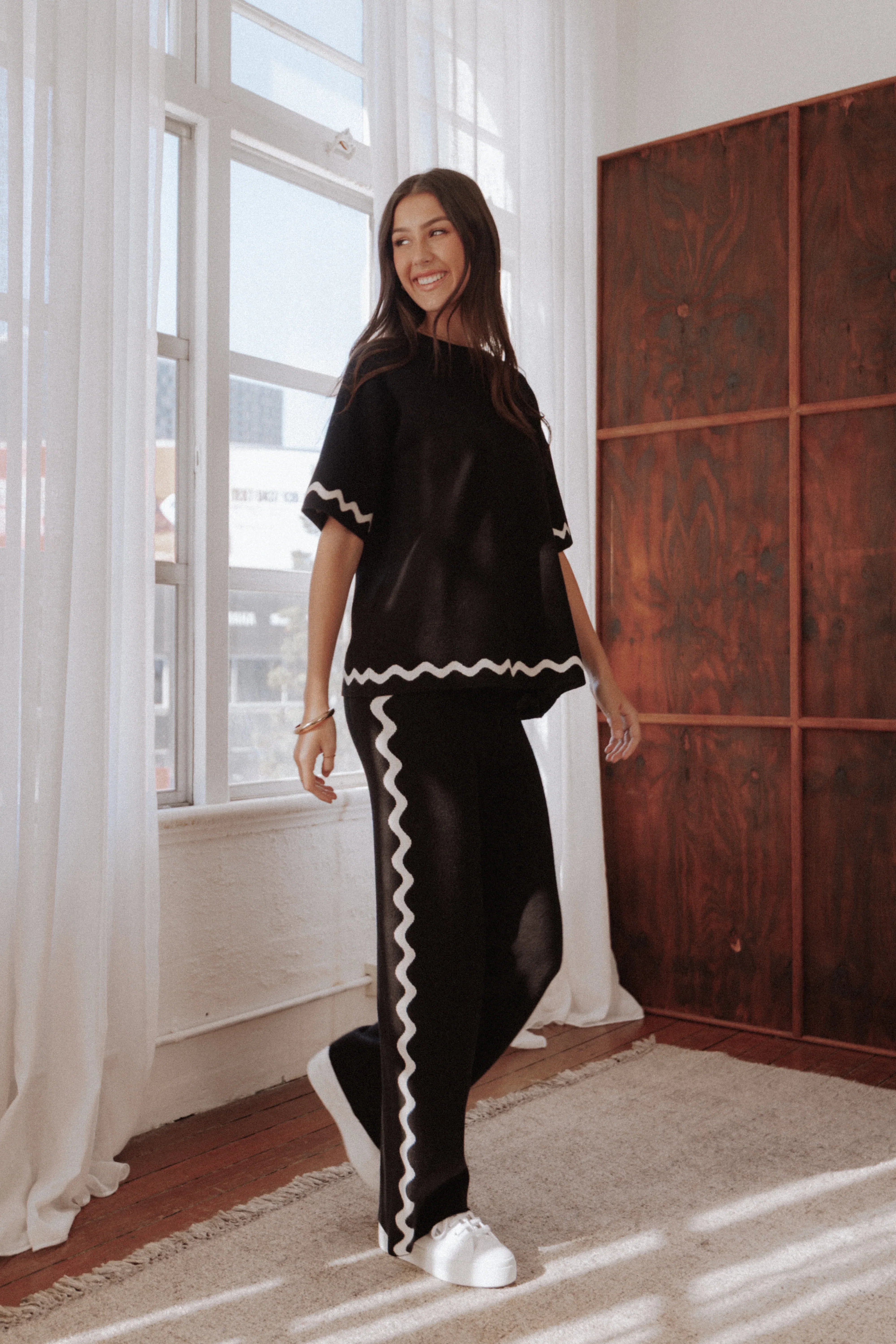 Vespa Knitted Pant Black White