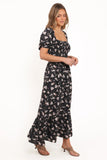 Cecelia Puff Sleeve Maxi Dress Black Floral
