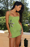 Flirty Fleur Knit Mini Dress Kiwi