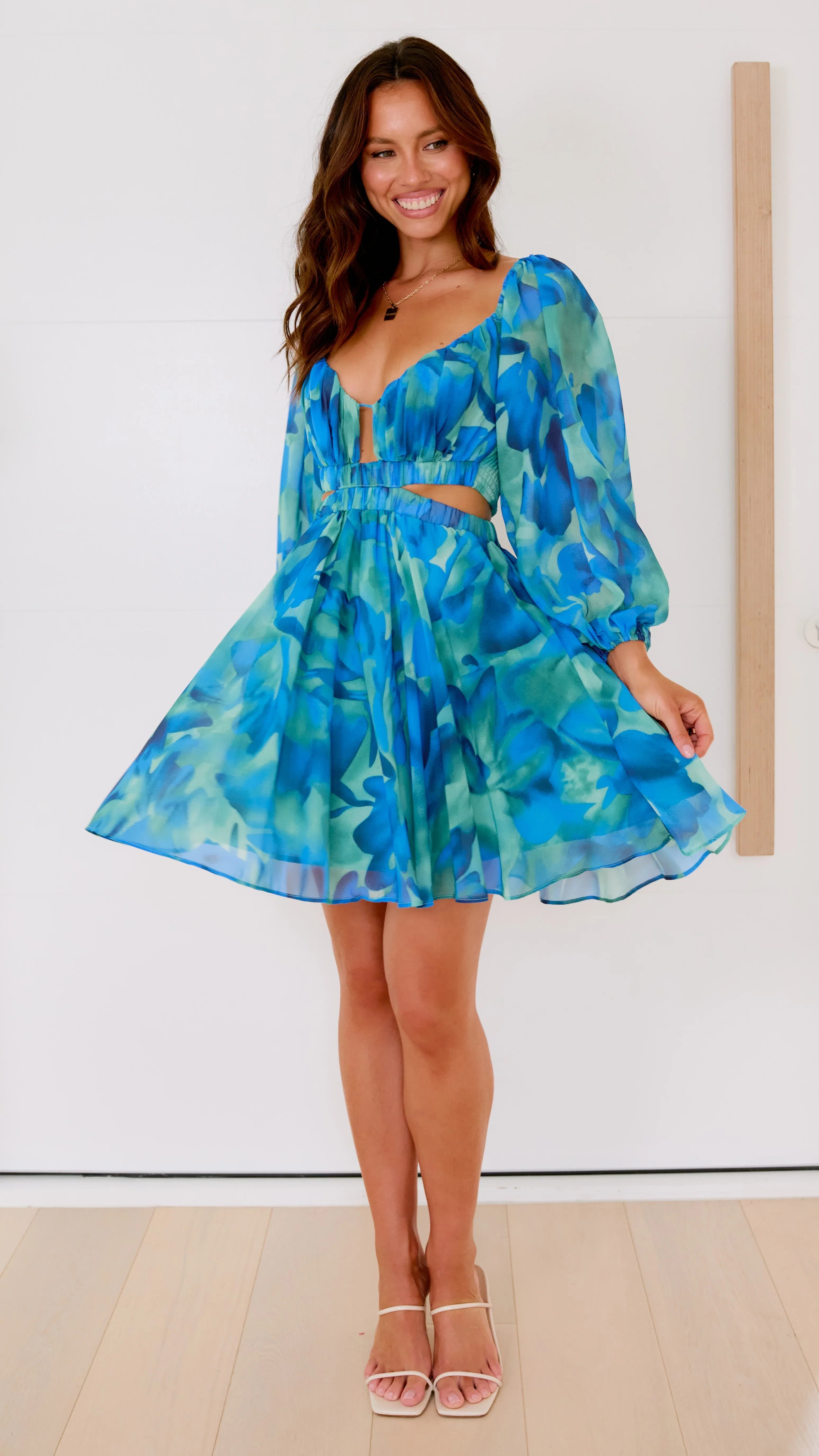 Xarissa Mini Dress Blue Green Print
