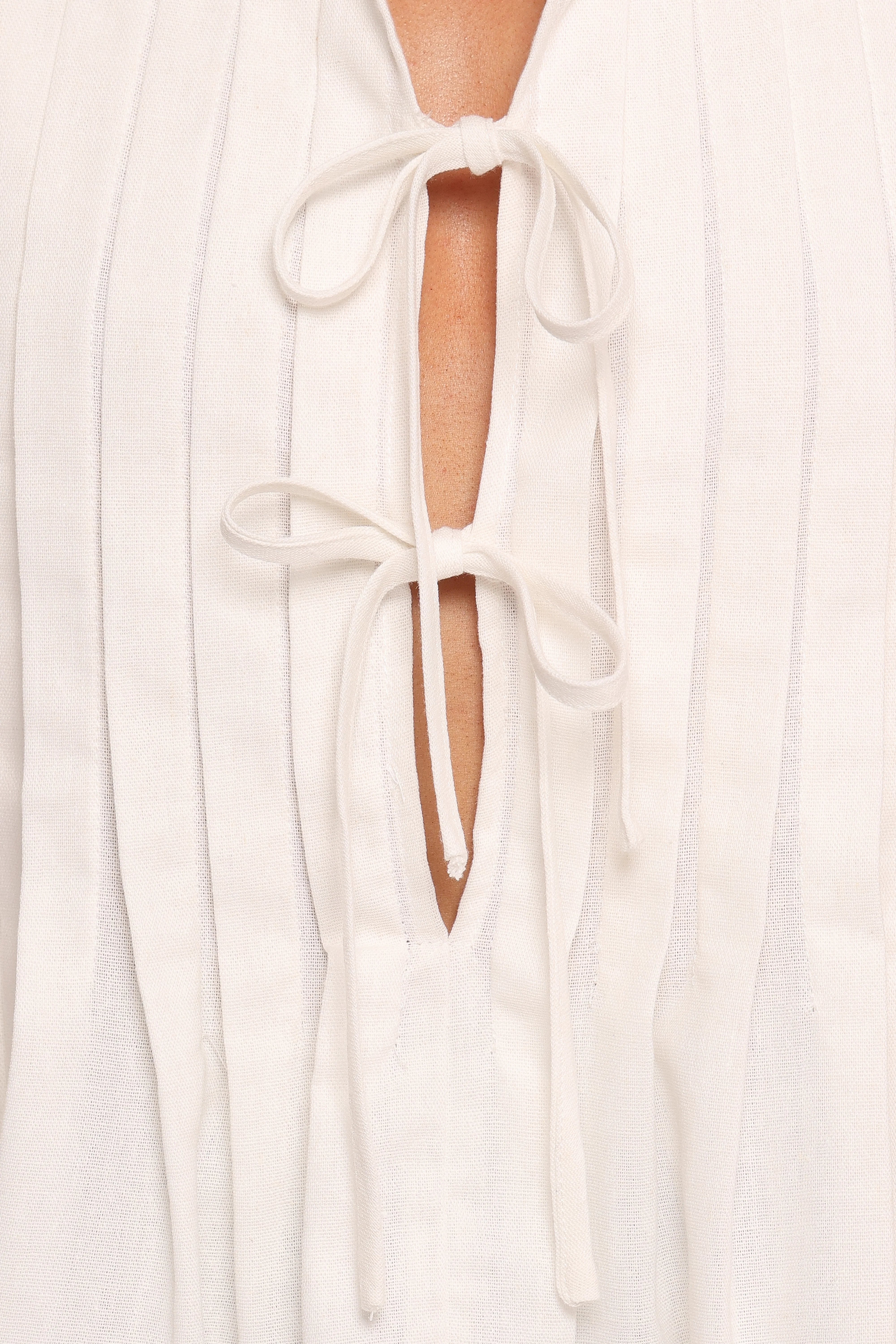 Delia Pleat Tie Top White