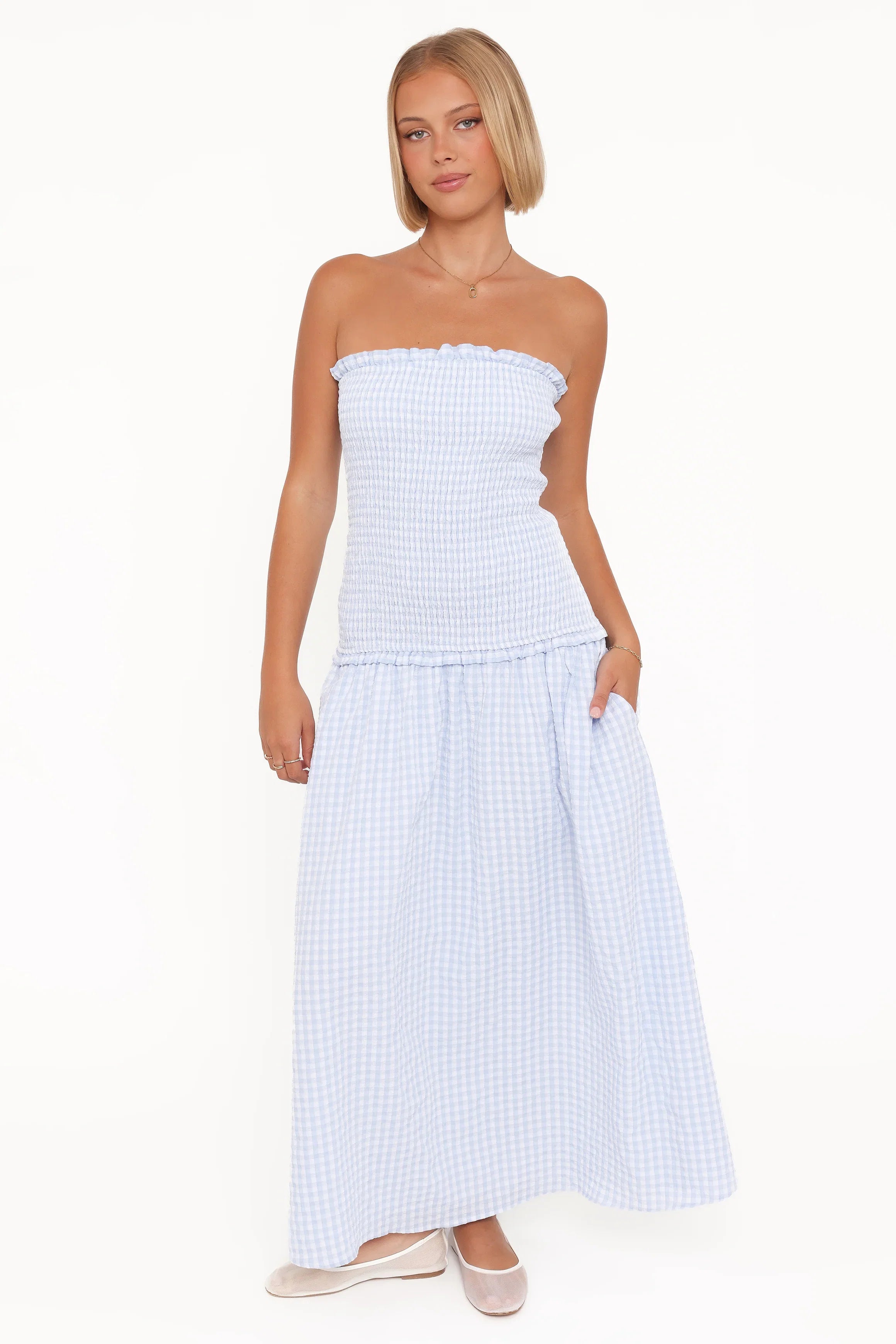 Parkway Maxi Dress Blue Gingham