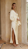 Ivy Long Sleeve Tie Front Maxi Dress Yellow