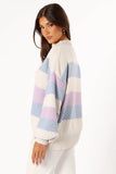 Dani Multi Stripe Knit Sweater White Light Blue