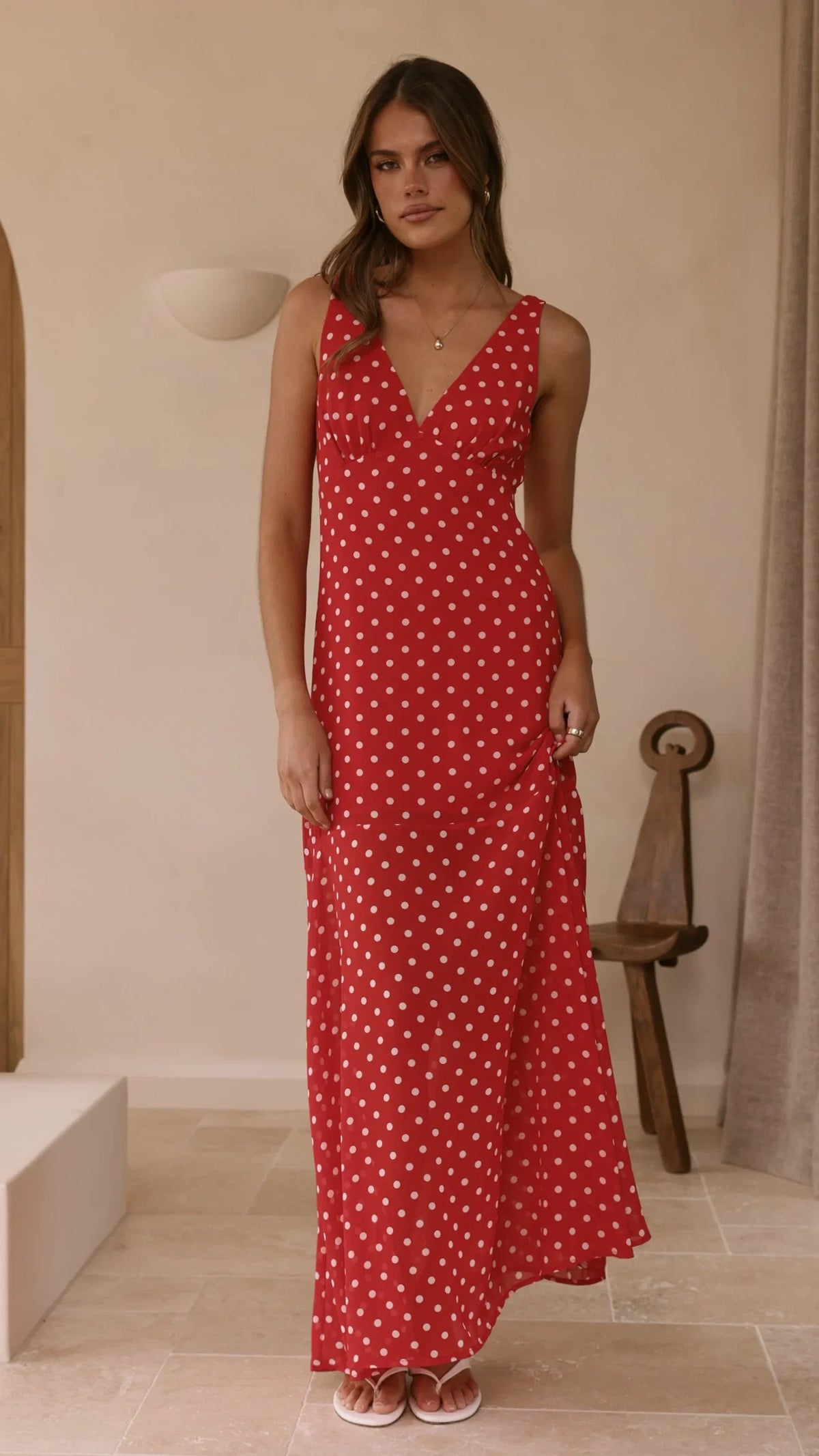 Oriella Maxi Dress Red Polka
