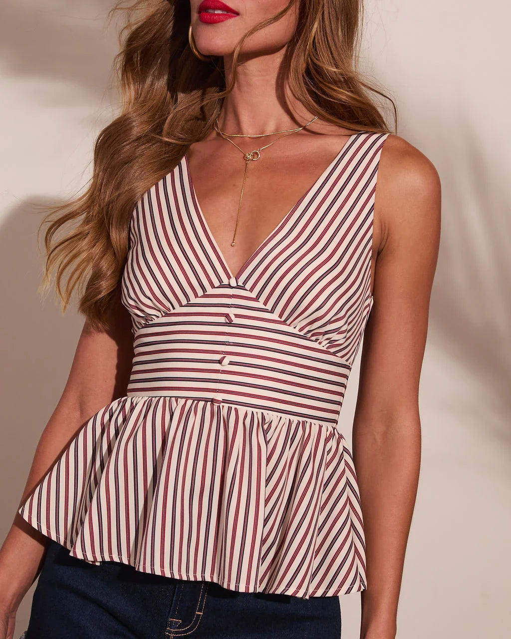 Sunlit Heritage Striped Peplum Top