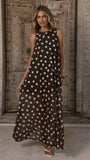 Amryn Maxi Dress Choc White Polka Dot