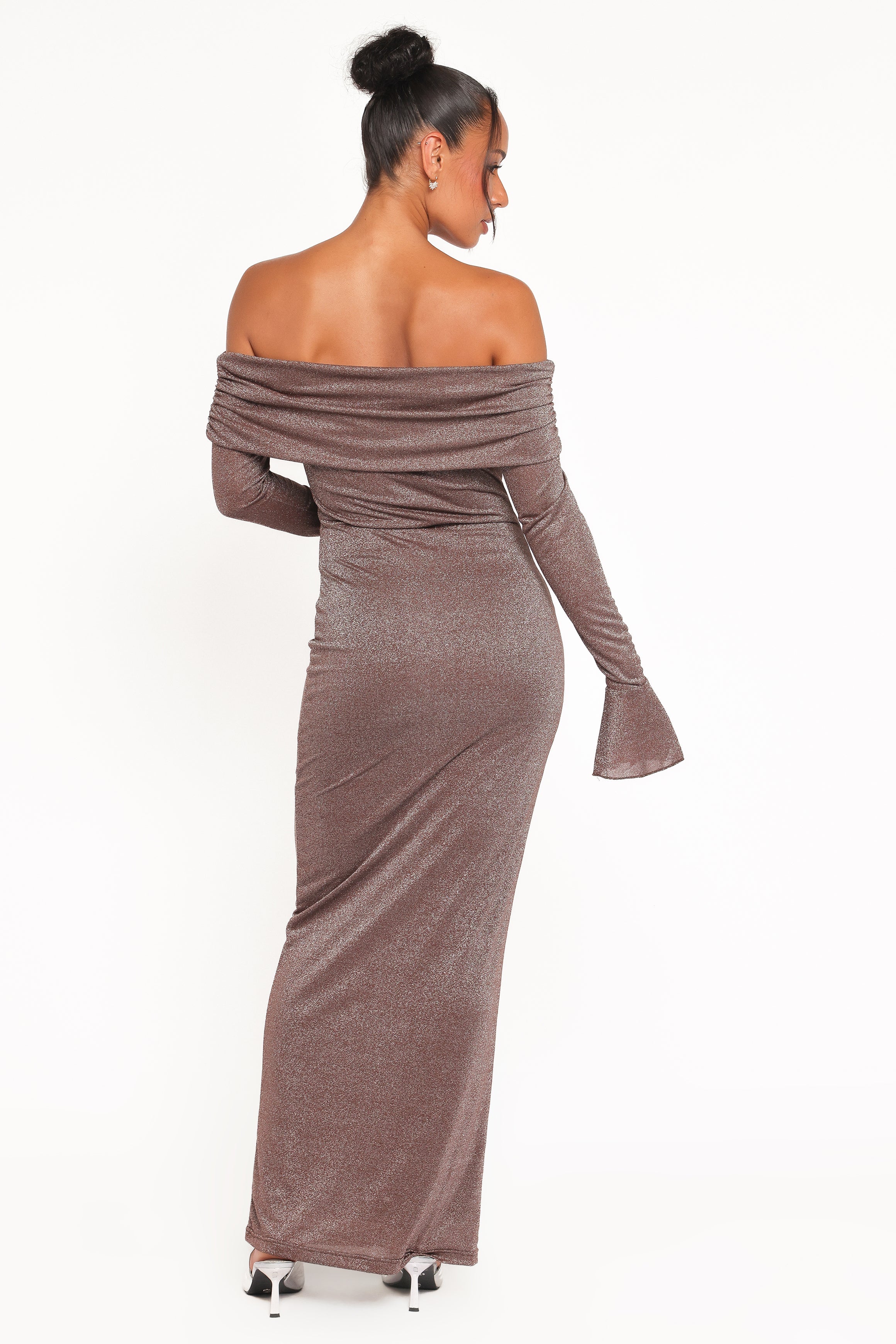Oraton Off Shoulder Maxi Dress Brown