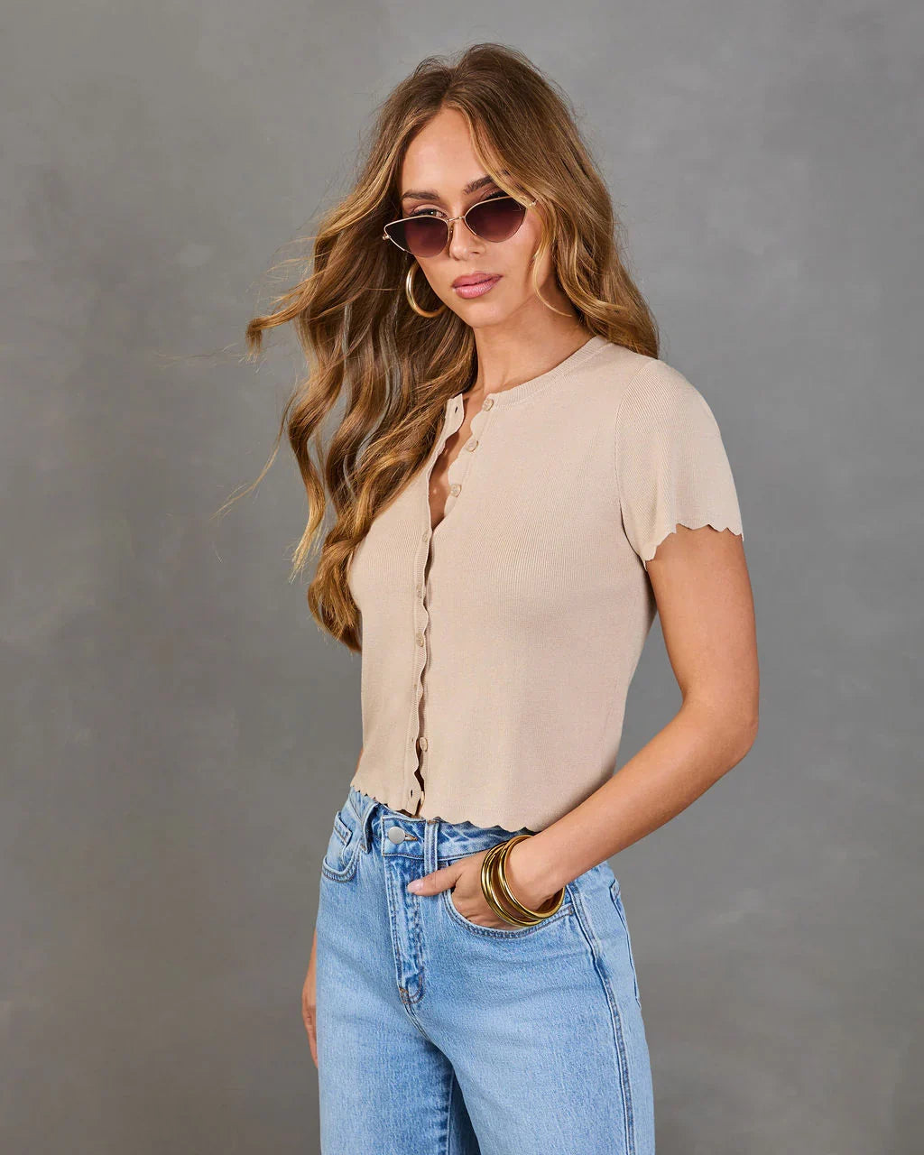 Travie Partial Button Down Top