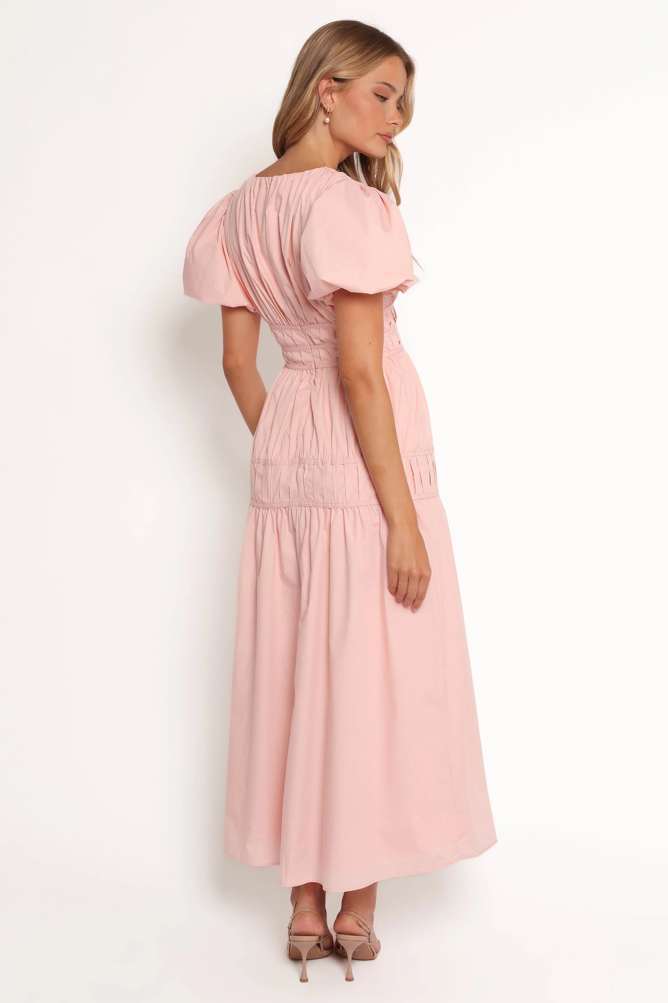 Joedy Puff Sleeve Midi Dress Pale Pink