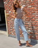 Eveline Stretch High Rise Cropped Distressed Barrel Jeans