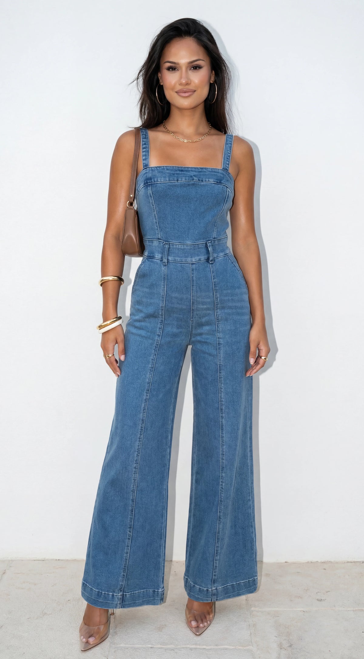 Evolet Denim Jumpsuit Blue