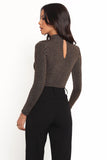 Vienah Long Sleeve Bodysuit Black Gold