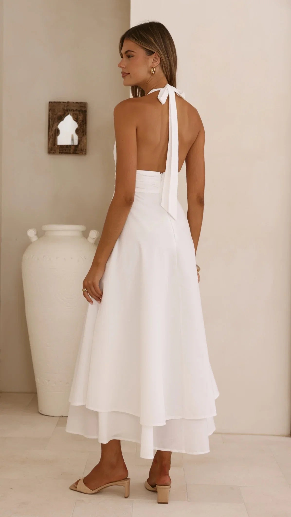 Kathy Halter Neck Maxi Dress White