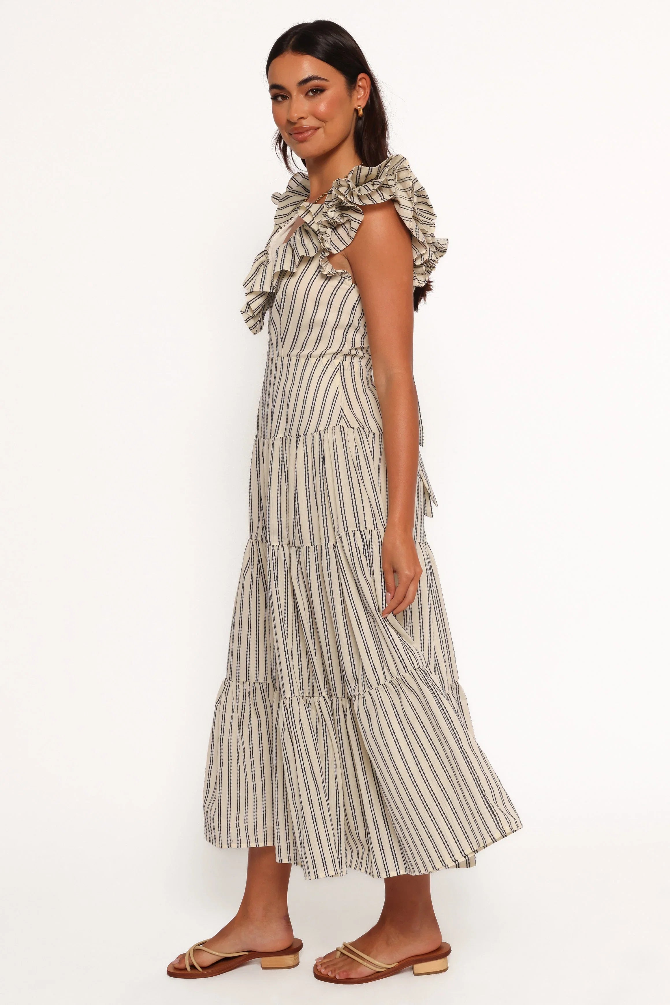 Bobbie Midi Dress Neutral Stripe