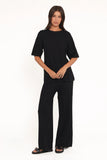 Alix Ribbed Knit Set Black