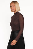 Alejandra Embellished Mesh Top Dark Chocolate