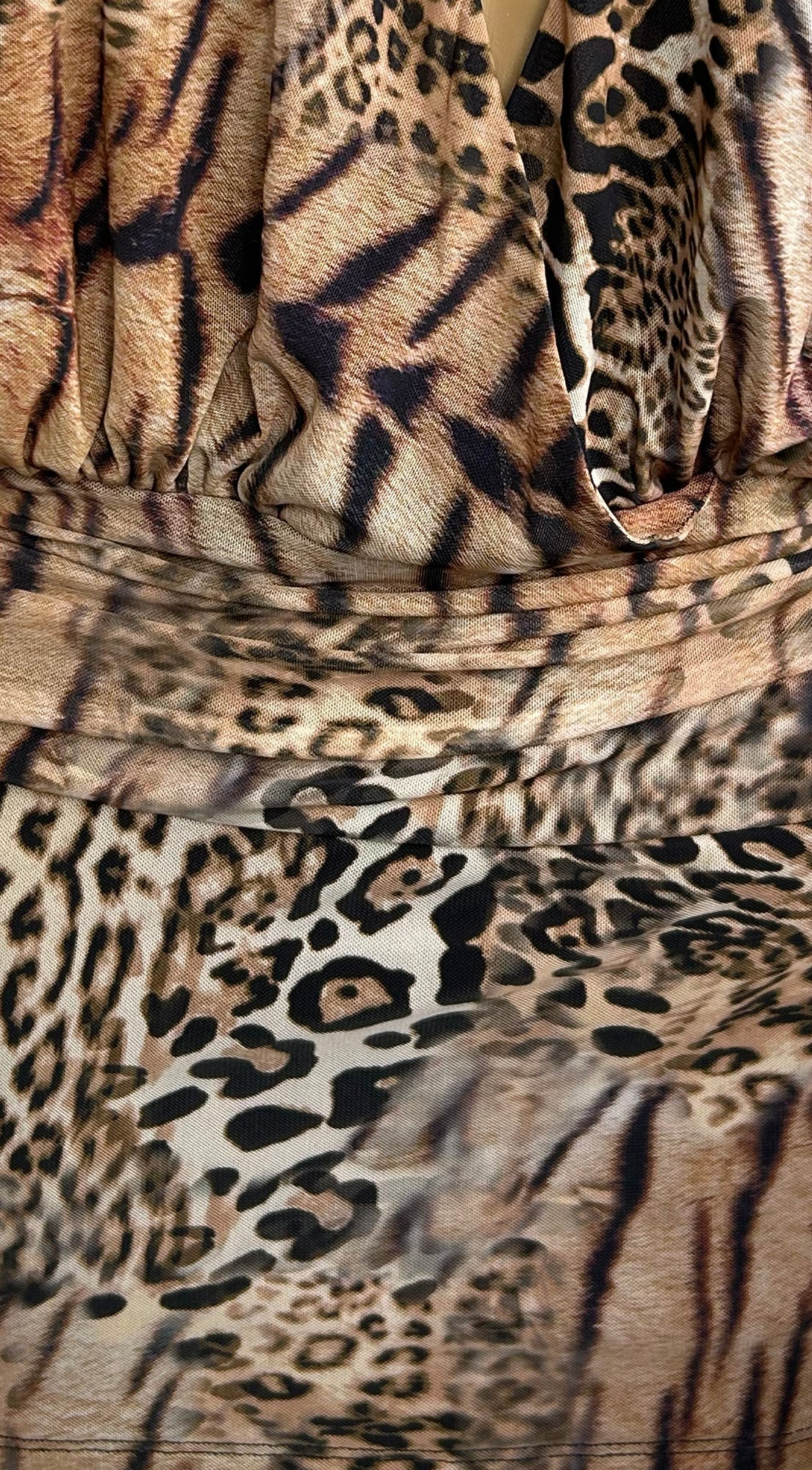 Pantheria Animal Print Halter Mini Dress Aminal Brown Multi