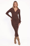 Collins Long Sleeve Midi Dress Chocolate