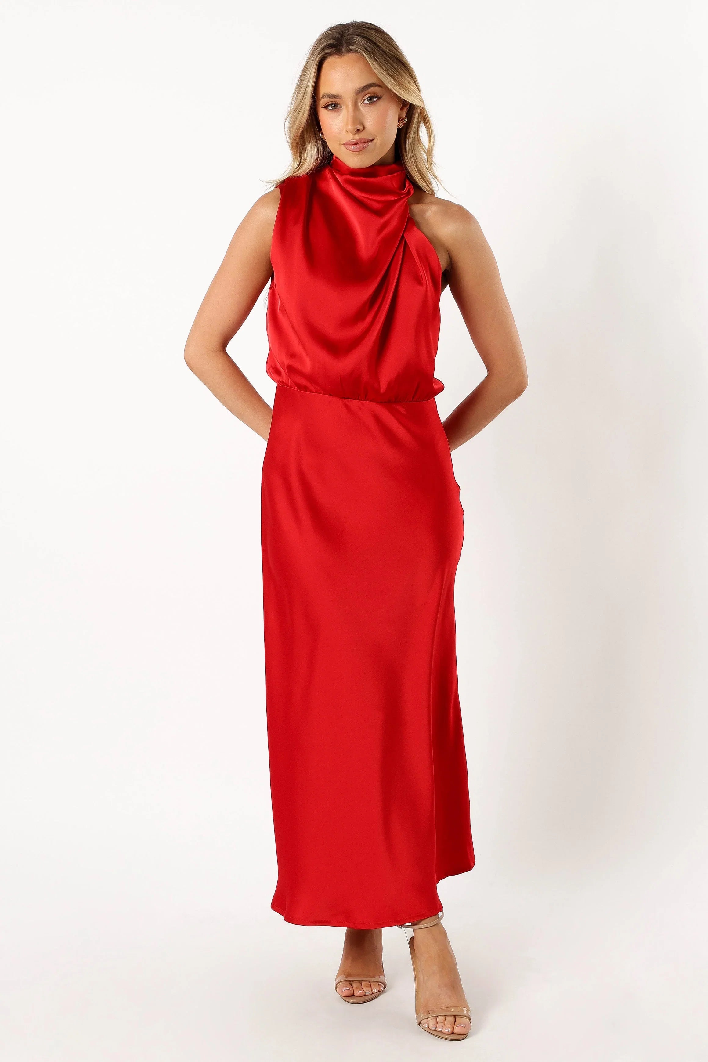 Anabelle Halter Neck Midi Dress Red