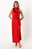Anabelle Halter Neck Midi Dress Red