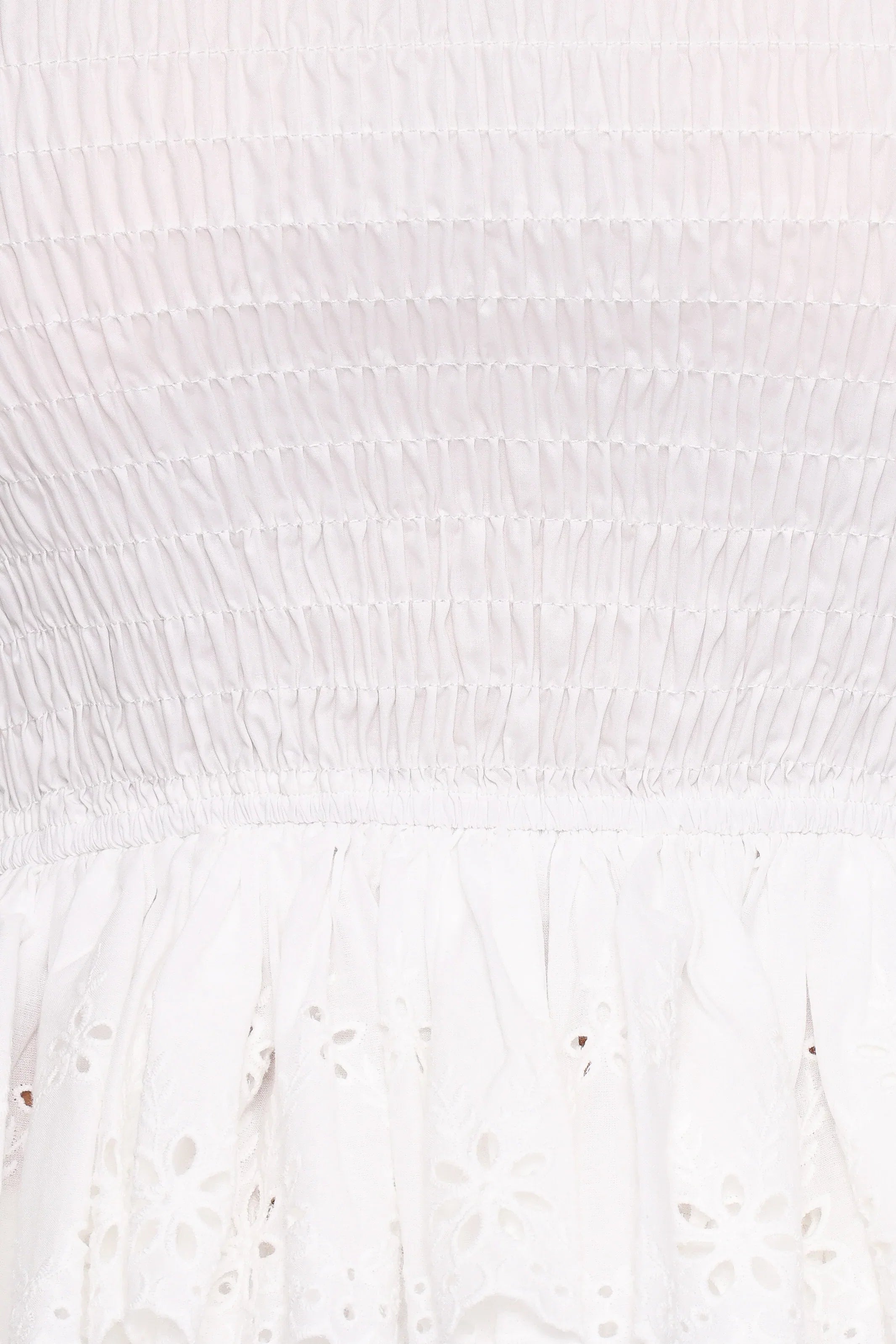 Stori Shirred Top White Broderie