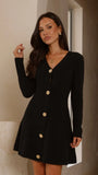 Catarina Long Sleeve Mini Dress Black