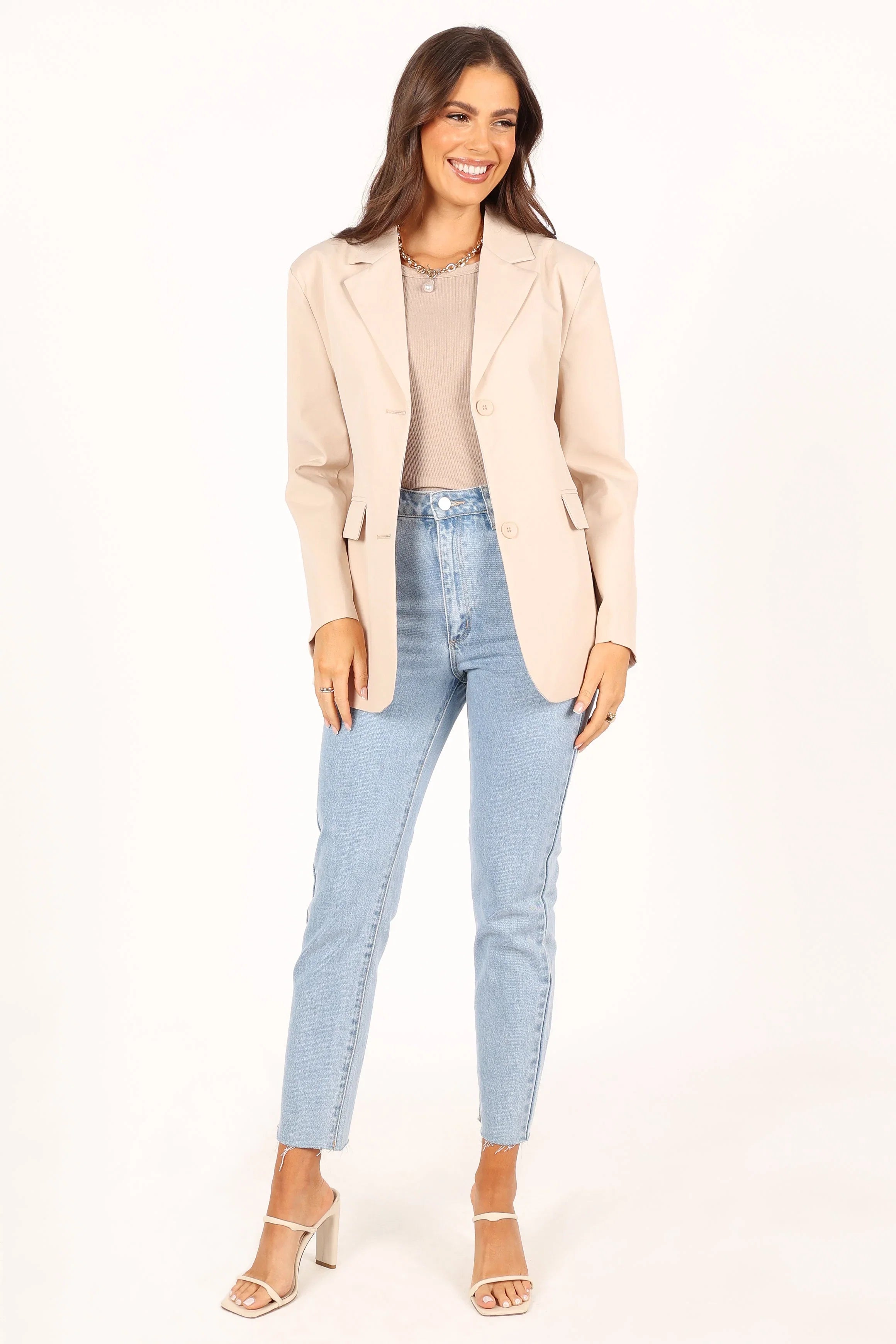 Myla Single Button Blazer Cream