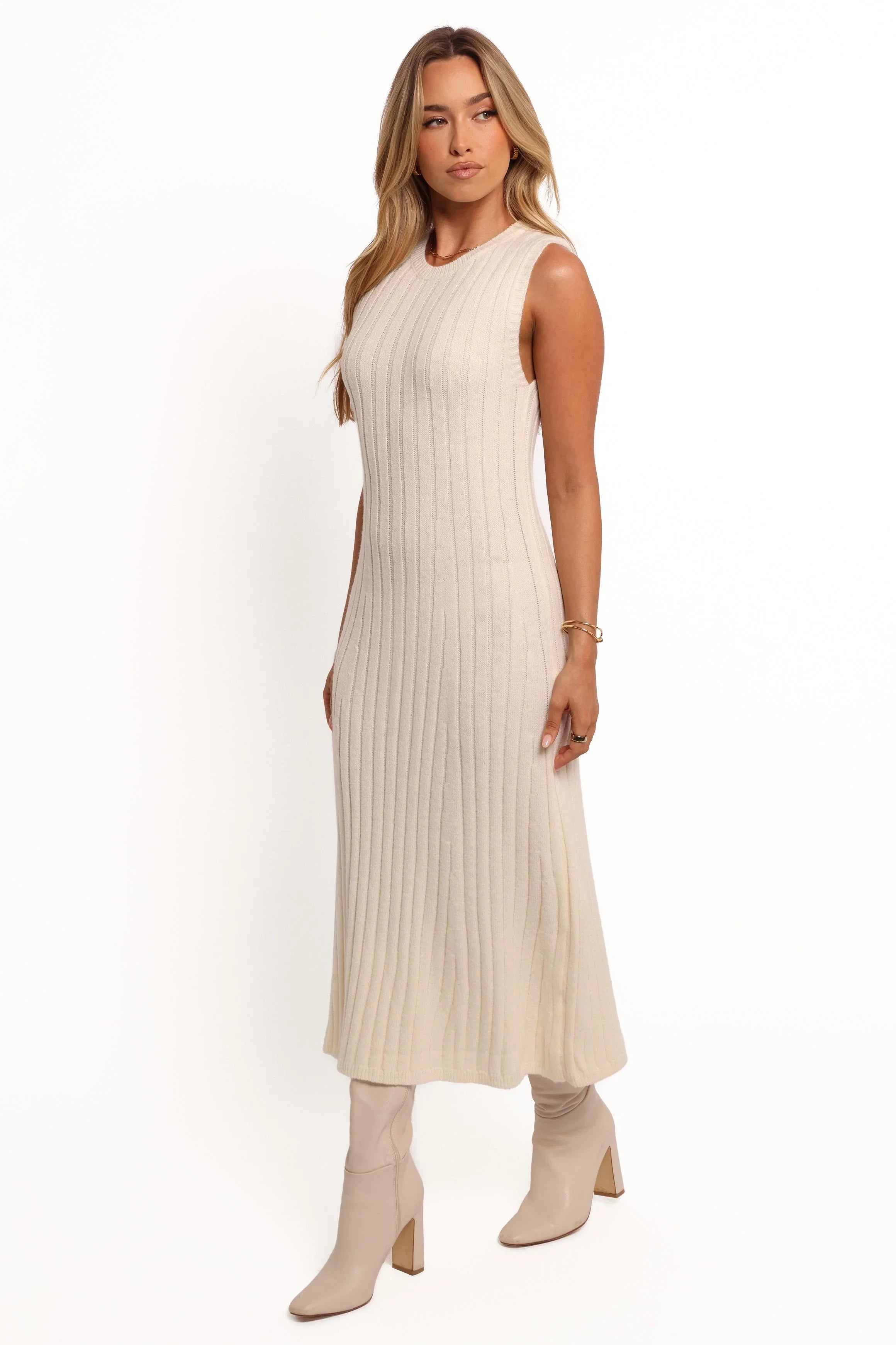 Kellie Knit Midi Dress White