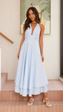 Kathy Halter Neck Maxi Dress Light Blue