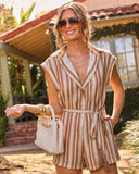Fresh Invite Striped Waist Tie Romper
