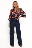 Cody Top Black Blurred Floral