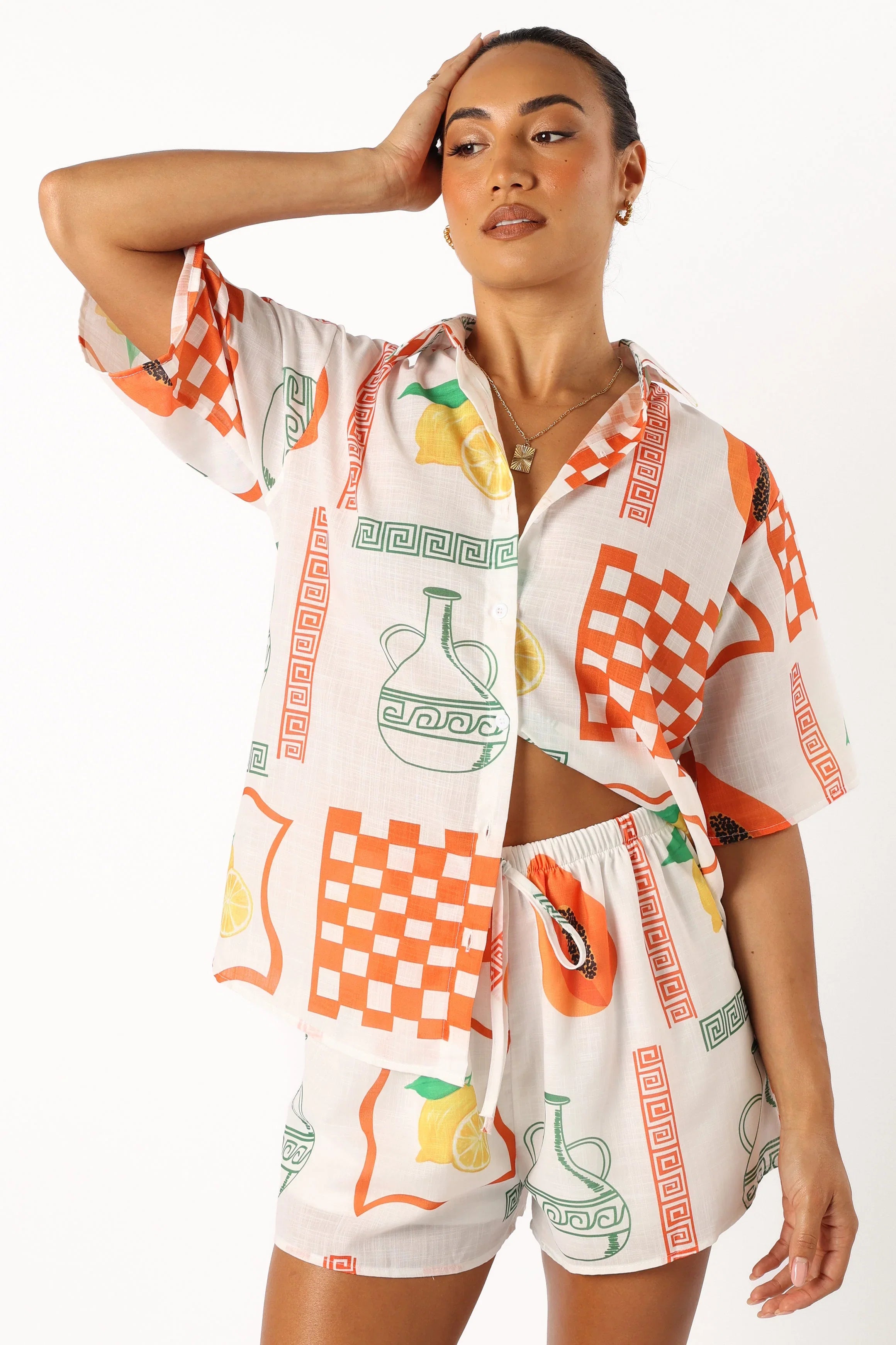 Piccolo Short Set White Orange