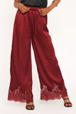 Viola Drawstring Wide Leg Pant Wine
