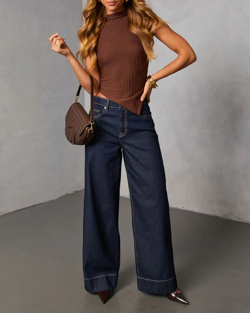 Weekend Plans Rigid High Rise Wide Leg Jeans