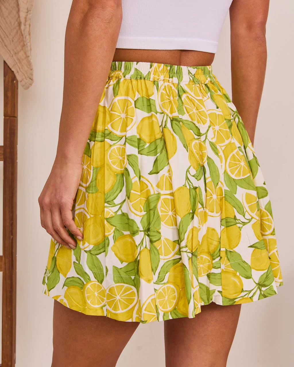 Sweet Zest Lemon Print Mini Skirt