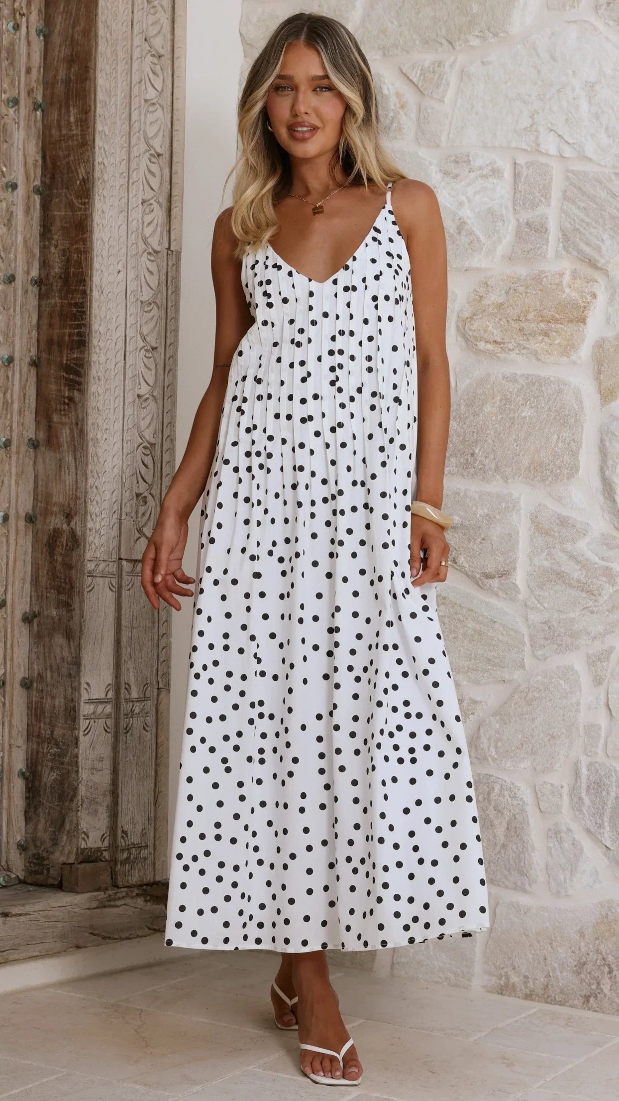 Dimmi Maxi Dress White Black Polka