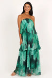 Bloom Strapless Maxi Dress Green Floral