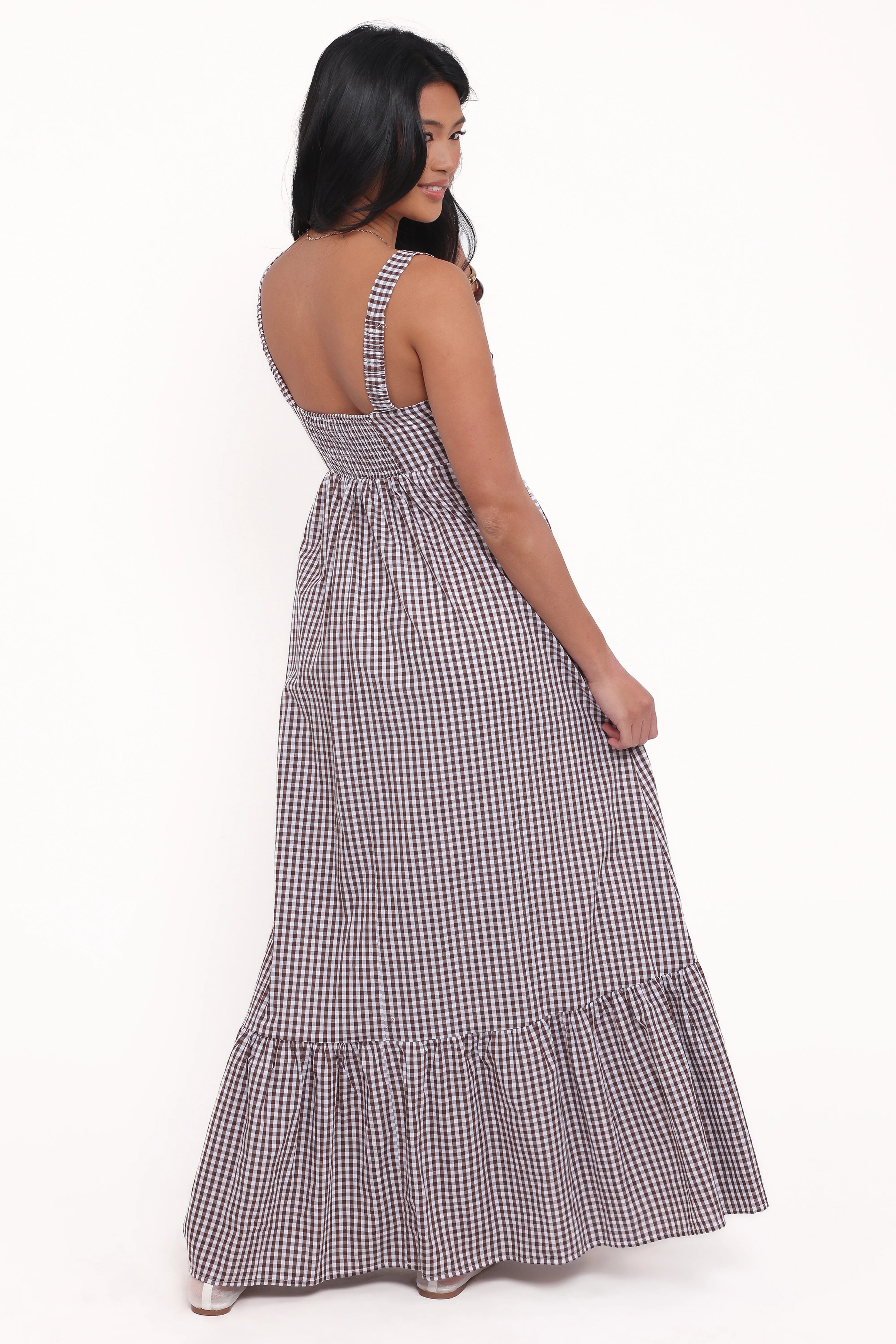 Reid Maxi Dress Brown Gingham